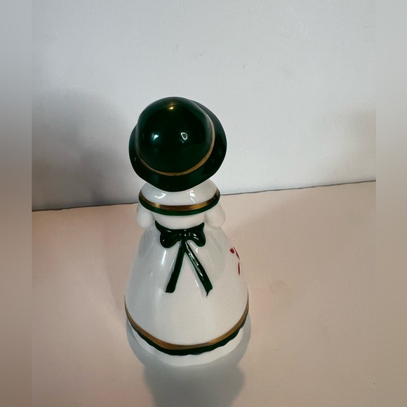 Vintage Christmas Decor porcelain Victorian Lady with Green hat Dinner Bell - Picture 4 of 9